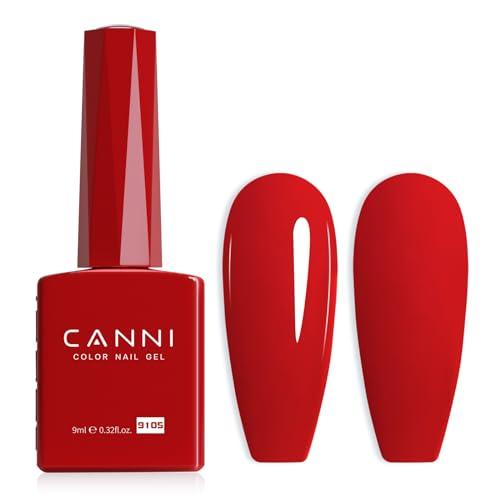 CANNI Red Gel Nail Polish, 1Pc Red Gel Polish Bright Color High Gloss Soak Off U V French Nail Manicure Salon DIY (EXP. 2028/06/19)