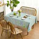 Horaldaily Spring Tablecloth 60120 Inch Rectangular, Watercolor Wild Flowers Blooming Floral Green Washable Seasonal Table Cover for Party Picnic Dinner Decor