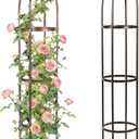 100% Metal Obelisk Trellis for Climbing Plants Outdoor - Heavy Duty Stone Coated Steel Garden Arch Trellis - Tall Sturdy Rustproof Vertical Plant Support for Climbing Vine Vegetables Flowers