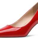 CosyFever 2.6 Inch Stiletto Pointed Toe Pumps Party Wedding Dressy Mid Heels Shoes (9.5 Wide, Red)