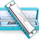 East top Harmonica, Diatonic 10 Holes C Key, Blues, for Beginner, Kids, Children, Students, Gift, with Case, Clean Cloth and Manual