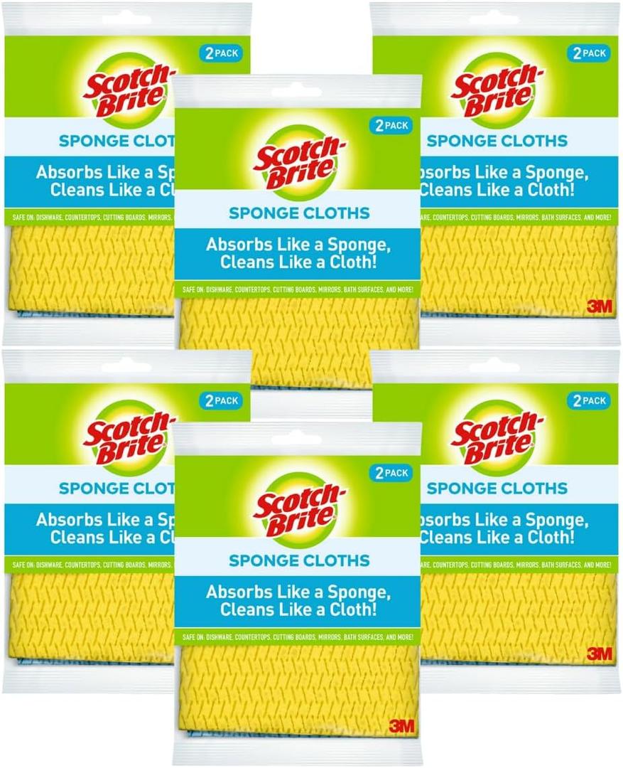 Scotch-Brite Sponge Cloth 2-Pack Reusable and Washable, Highly Absorbent, Multi-Purpose Cleaning Cloths