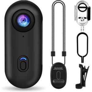 i3 4K Thumb Action Camera,Tiny Size, Mount Anywhere,Small Body Camera with Spring Clip,Portable Vlogging,Hands-Free POV Recording,Helmet Cam for Cycling,Motorcycle (with 128G-Card, Black)