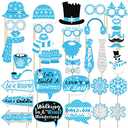 Snowflake Photo Booth Props 38 Pcs Frozen Party Decorations Winter Wonderland Party Favor for Holiday Party Christmas Party Supplies