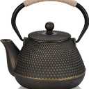 Cast Iron Teapot, 32 oz (950 ml) Japanese Tetsubin Tea Pot with Infuser for Stovetop Safe, Tea Kettle with Enameled Interior for Loose Leaf Tea and Tea Bags