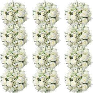 Tigeen 12 Bundles Rose Artificial Flowers Artificial Rose Silk Faux Flowers Fake Silk Hydrangea Bouquet for Tables Vase Wedding Decorations Flower Arrangements