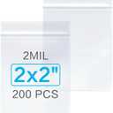 200pcs 2" x 2" Clear Zip Bags, 2 Mil Thick, Small Bags, Reclosable Zip Plastic Baggies for Necklace, Ring, Coin, Beads, Jewelry, Pill