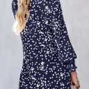 Astylish Women's Trendy Polka Dot Alicia Floral Blouses Long Sleeve Shirts Chiffon V Neck Bohemian Collared Tops (XXL)
