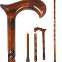 KSJONE Wood Cane 36 Inches Natural Classic Wood Walking Stick Fancy Canes Ergonomic Wood Cane for Seniors (Elegant Derby Handle)