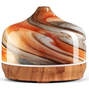 Porseme 500ml Glass Essential Oil Diffuser Aromatherapy Ultrasonic Cool Mist Humidifier 15-21 Running Hours Waterless Auto-Off Air Diffusers for Sleeping Yoga Working Spa(Deep Desert)