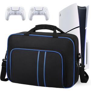Sirmaeed For PS5 Carrying CasePortable Protective Travel Storage Bag with Thick Padding Compatible for PS5 Digital Edition Console, for PS5 Controller, Game Discs, Charger & AccessoriesBlack