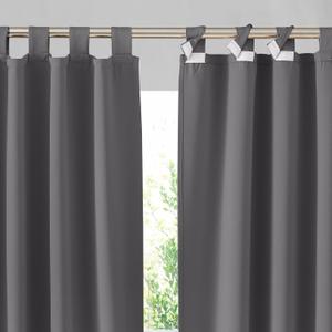 RYB HOME Outdoor Curtains for Patio - 2 Panels Detachable Sticky Top Outdoor Curtains Waterproof Blackout Privacy Thermal Insulating for Pergola Balcony Porch Arbor, W 52 x L 90 inch, Grey