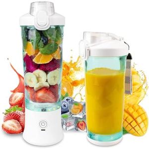 Smoothie Blender with 6 Sharp Blades, Rechargeable Personal Blender for Shakes and Smoothies with 600ML Travel Cup and Lid, for Kitchen, Hiking, Office, Gym