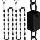 2Pcs Square Rain Chain, Black Rain Chains for Gutters 8.5 FT, Durable Black Powder-Coated Aluminum, Rain Chains for Outside, Adjustable Rain Catcher Chain, Premium Rain Chains for Gutters