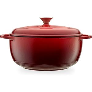 Mercer Culinary Enameled Cast Iron Round Dutch Oven, 6 qt., Red