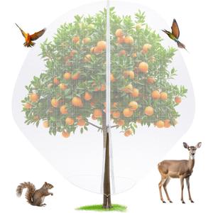 10 x 10 ft Large Fruit Tree Netting for Protecting Fruit from Squirrels Birds Bug Deer & Rat Garden Mesh Netting with Zipper and Drawstring for Blueberry Peach Apple Garden Plant