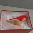 Qunvngutui Women's Pointed Toe Shallow Stiletto Heels 4.7 Inch Pumps Wedding Party Banquet Shoes Red Patent Leather US7.5