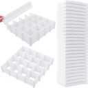 45 Pack Drawer Dividers, Plastic Adjustable Drawer Storage Organizer for Tidying Clutter Socks, Underwear, Makeup, Kitchen, Dresser White