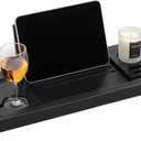 Realgulf Bamboo Bathtub Tray Caddy - Splash-Proof Adjustable (28.5-40") with Wine Holder, Tablet Stand & Non-Slip Grip | Spa-Grade Organizer for Bath Essentials & Reading- Black