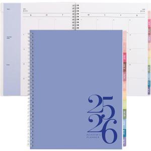 2 x Rileys Academic Planner 2025-2026, Daily, Weekly & Monthly Planner, July 2025 - June 2026, Student Notes Pages, Twin-Wire Binding, Weekly Agenda for School & Work (8.5 x 11-Inches, Blue, Classic)