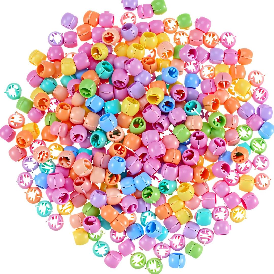 WILLBOND 300 Pieces Mini Hair Claw Clips for Braids for Girls, Mini Hair Beads Rainbow Tiny Plastic Jaw Clips for Women (Macaron Color)