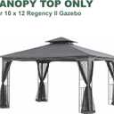 Replacement Gazebo Cover Compatible with SUNJOY 10 x 12 Regency II Patio Gazebo, L-GZ798PST, A111014400,(11X13 Ft) A101004104,A101004105,A111002001(Grey)