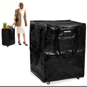 WORKPRO Large Rolling Grocery Bag, 36-Gallon Tote with 5 Wheels, 264 lbs Capacity, Dual Carry, Wide Zipper & Extra Storage for Shopping, Laundry & Moving