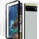 Pixel 6 Screen Protector Tempered Glass with Camera Lens Protector for Google Pixel 6 [Fingerprint Unlock][Anti-Scratch][6.4 Inch][2+ 2 Pack ]