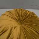 vctops Round Velvet Solid Color Chair Cushion Pumpkin Pleated Throw Pillow Home Decorative Floor Pillow Diameter 15" Gold Yellow
