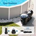 CrestWave 1.5 HP Above Ground Pool Pump, 5706GPH High Flow Self-Priming Pump, 115V Single Speed, Quiet Energy Efficient w/Large Strainer Basket, 1.5", 1.25"-1.5" Adaptors, Fits Pools Spas Irrigation