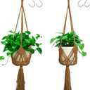 Hanging Planter with Patterns,2Pcs Macrame Plant Holder Rope with S Shaped Hooks,Indoor Macrame for up to 8 inch Pot Crochet,Boho Plant Hanger Holder for Indoor Outdoor (Coffee)
