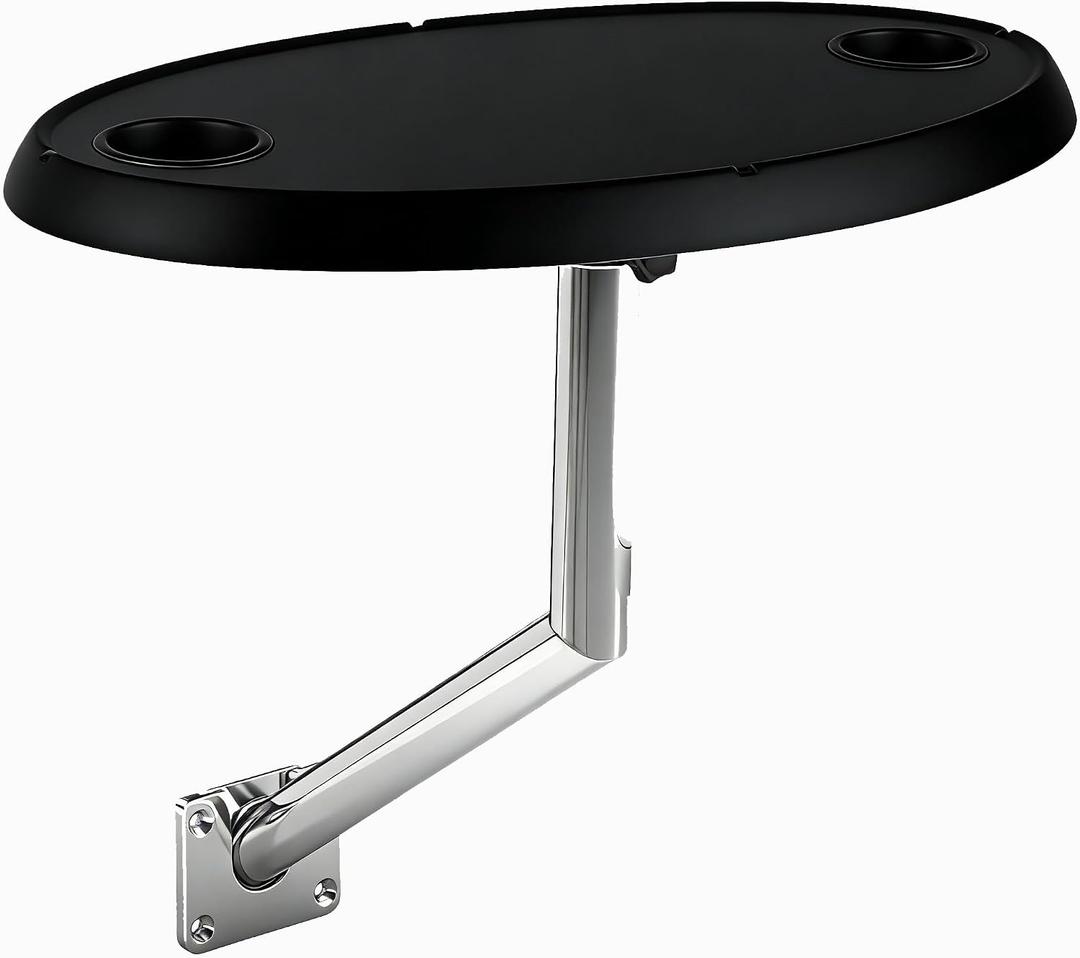 Side Mounted Boat Dinette, Removable, Adjustable Direction Boat Table Wall Mounted Dinette, ABS Waterproof Stainless Steel Table Legs Caravan and Boat. (Black)