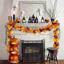 2 Pack Fall Garland Fall Decor, 11.6 Ft Autumn Maple Leaf Garland with Pumpkins Berries Sunflowers, Fireplace Mantle Garlands Thanksgiving Halloween Harvest Decorations for Home Indoor Outdoor