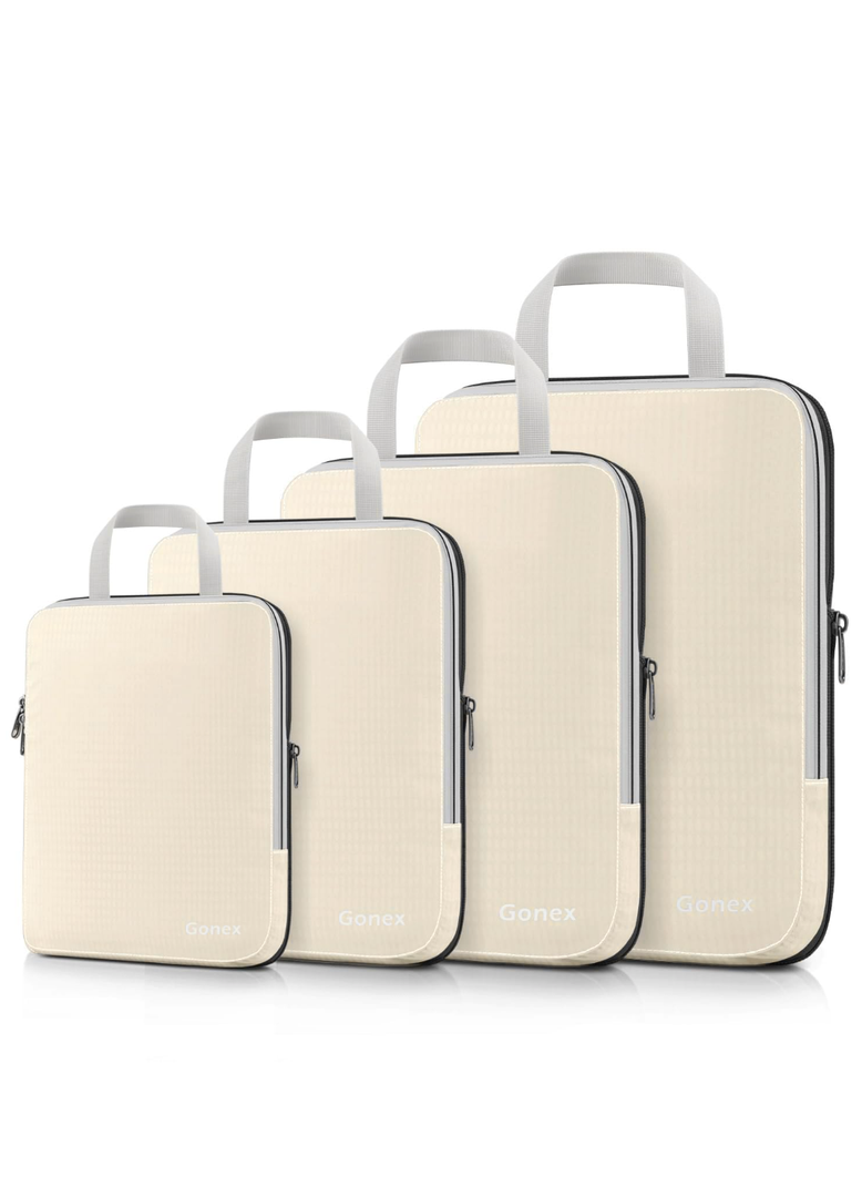 Gonex Compression Packing Cubes, 4pcs Expandable Storage Travel Luggage Bags Organizers
