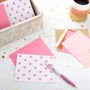 American Greetings Bulk Blank Cards with Envelopes, Pink Heart Stationery (200-Count) (red, pink, white, kraft)