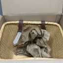 Cane Woven Rectangular Toto Basket with Authentic Leather Straps and Brass Buckles 9"D x 10"W x 14"H