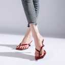 Goderci Kitten Flip Flop Thong Low Heels for Women Square Open Toe Slip On Heeled Sandals (Red,8.5)