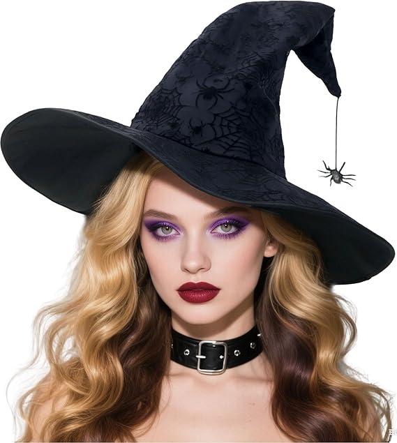 LNEPKCD Witch Hats for Women Black Adult Hlalloween Wizard Hat Costume Party Accessory