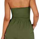 AUXDIO Women Summer Casual Strapless Romper Sleeveless Off Shoulder Short Jumpsuits 2026 Beach Vacation Clothes (Green, L)