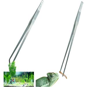 Extra Long Tweezers with Rubber Cover Tips, Fecsam Feeding Tongs - 2 Pack/18.9 inch Aquarium Stainless Steel Large Aquascape Tools for Fish Tank, TerrariumAquascaping, Reptile, Bearded Dragon