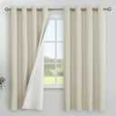 YoungsTex Stone Linen Blackout Curtains 63 Inch Length for Bedroom, Thermal Insulated Black Out Drapes with Grommet Privacy Energy Saving for Living Room, 2 Panels, 52 X 63 Inch