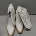 Platikly White Cowboy Boots for Women - Wide Calf Rhinestone Cowgirl Boots, Women Knee High Western Boots, Glitter Sparkly Ladies Tall Boots with Classic Embroidery and Side Zipper, Retro Classic Country Boots Pull On for Ladies Size 6,5