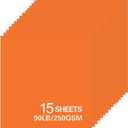 15Sheets Orange Cardstock Paper, 12x12 Card stock for Cricut, Thick Construction Paper for Card Making, Scrapbooking, Craft 90 lb / 250 gsm (Orange)