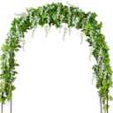 Mavee Artificial Wisteria Vine Garland Hanging Decor - 28.8ft Silk Flowers with Ivy Leaves (4x7.2ft) for Wedding, Home Floral Arrangements - White