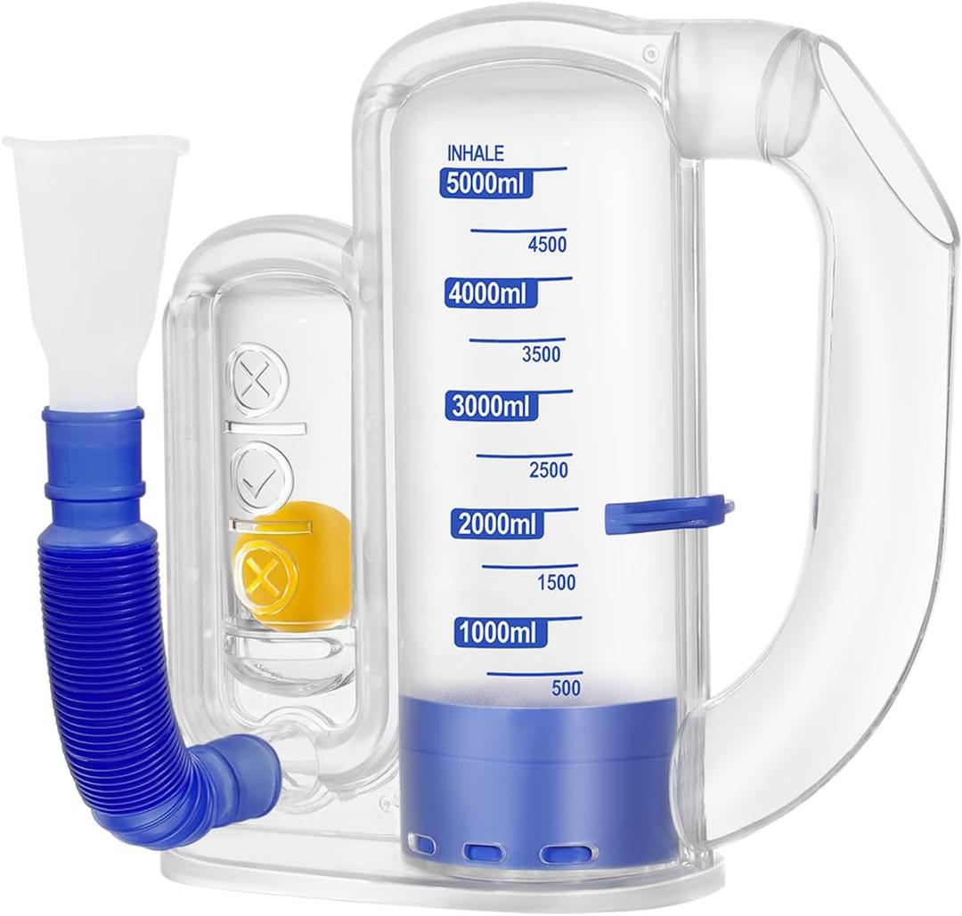 Incentive Spirometer Breathing Exercise Device for Lungs, Lung Exerciser Device, 5000ml Capacity for Deep Steady Inhalation Practice with Airflow Indicator