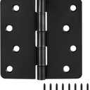 Design House Interior Door Hinges, 4.0 in. x 4.0 in., Rounded, 1/4-in. Radius, Steel, Pre-Lubricated, Door Hardware, Matte Black, 10-Pack, 188953