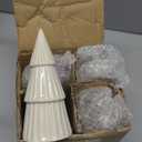 Wesiti 4 Pcs Ceramic Christmas Tree Decor, White Porcelain Figurine Decor for Xmas Table Centerpiece 6 in Modern Ceramic Christmas Tree for Home Fireplace Desktop Tabletop Mantel Cabinets