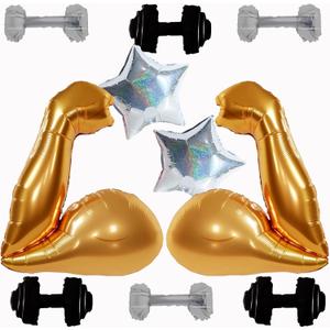 Fitness Party Decorations Balloons Set - Bicep & Dumbbell Shaped Balloons for Gym Lovers, Workout Themed Celebrations, Birthday Parties