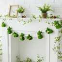 8.2ft Moss Green Easter Bunny Garland with Bow Farmhouse Rustic Spring Decor Flocked Easter Hanging Banner for Mantel Fireplace Wall Home Office Decoration