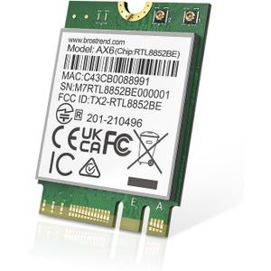 BrosTrend WiFi 6 Card for Laptop, Dual Band 1800Mbps M.2 Wireless With Bluetooth 5.2, WPA3 MU-MIMO Internal Computer Networking for Windows 10/11 (64bit), M.2/NGFF, Lifetime Protection